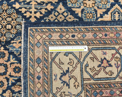 9x12 Blue Aryana Afghan Hand Knotted Veg Dye Wool Area Rug